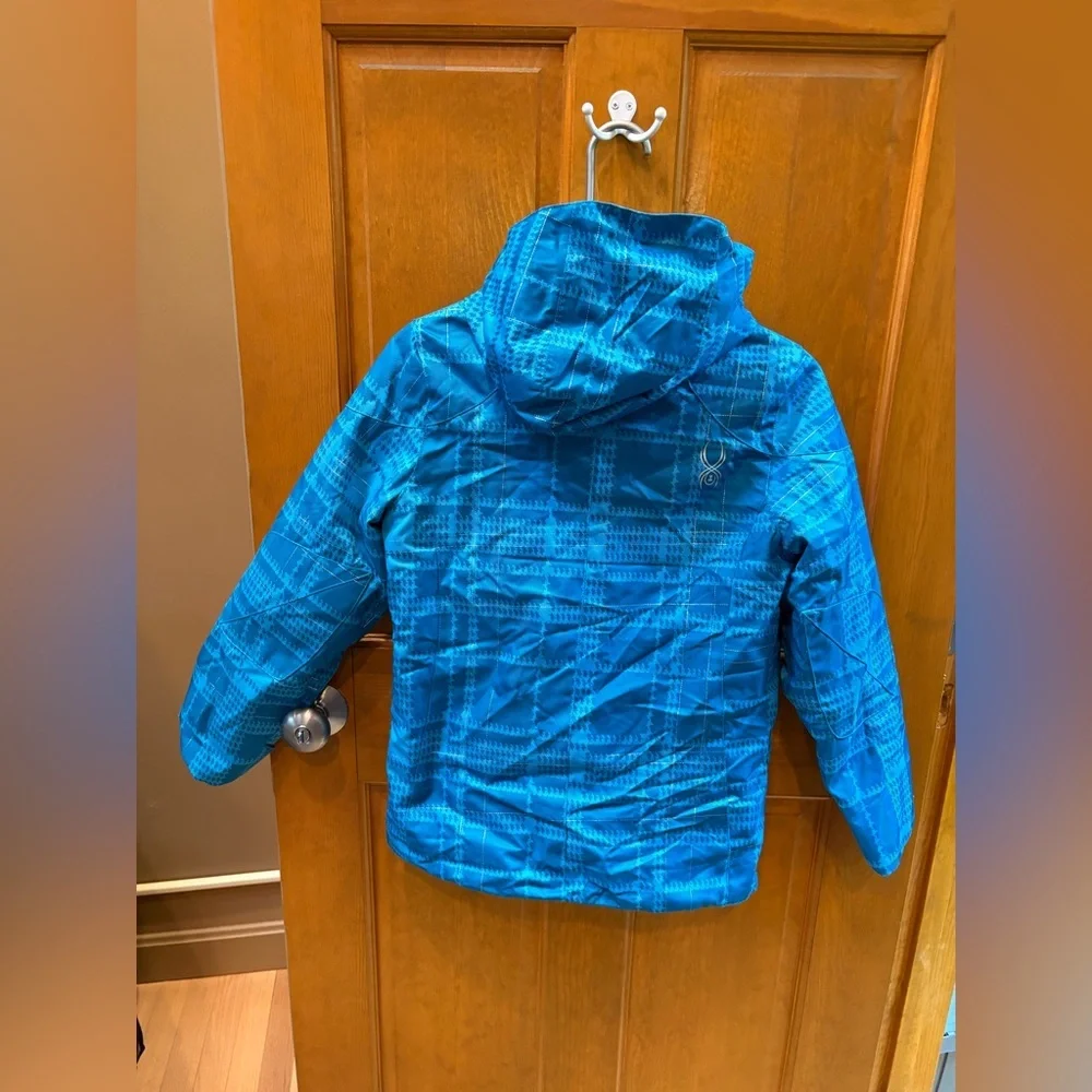 Spyder Girls Evar Ski Jacket Size 12 Riviera Checkered Plaid Print/Green Flash